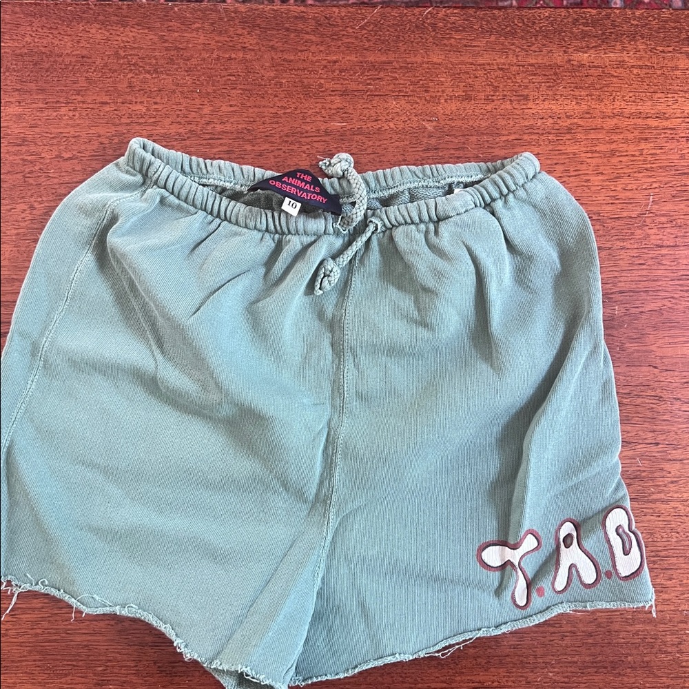 The Animal Observatory short shorts green with TAO elastic waistband size 10